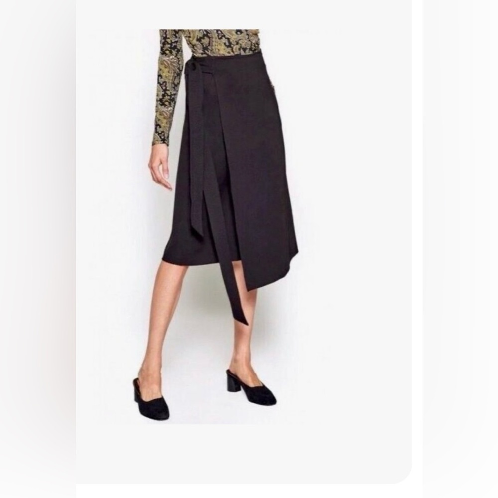 Joie NWT Gino Elegant Rayon Black Wrap Skirt sz 8
